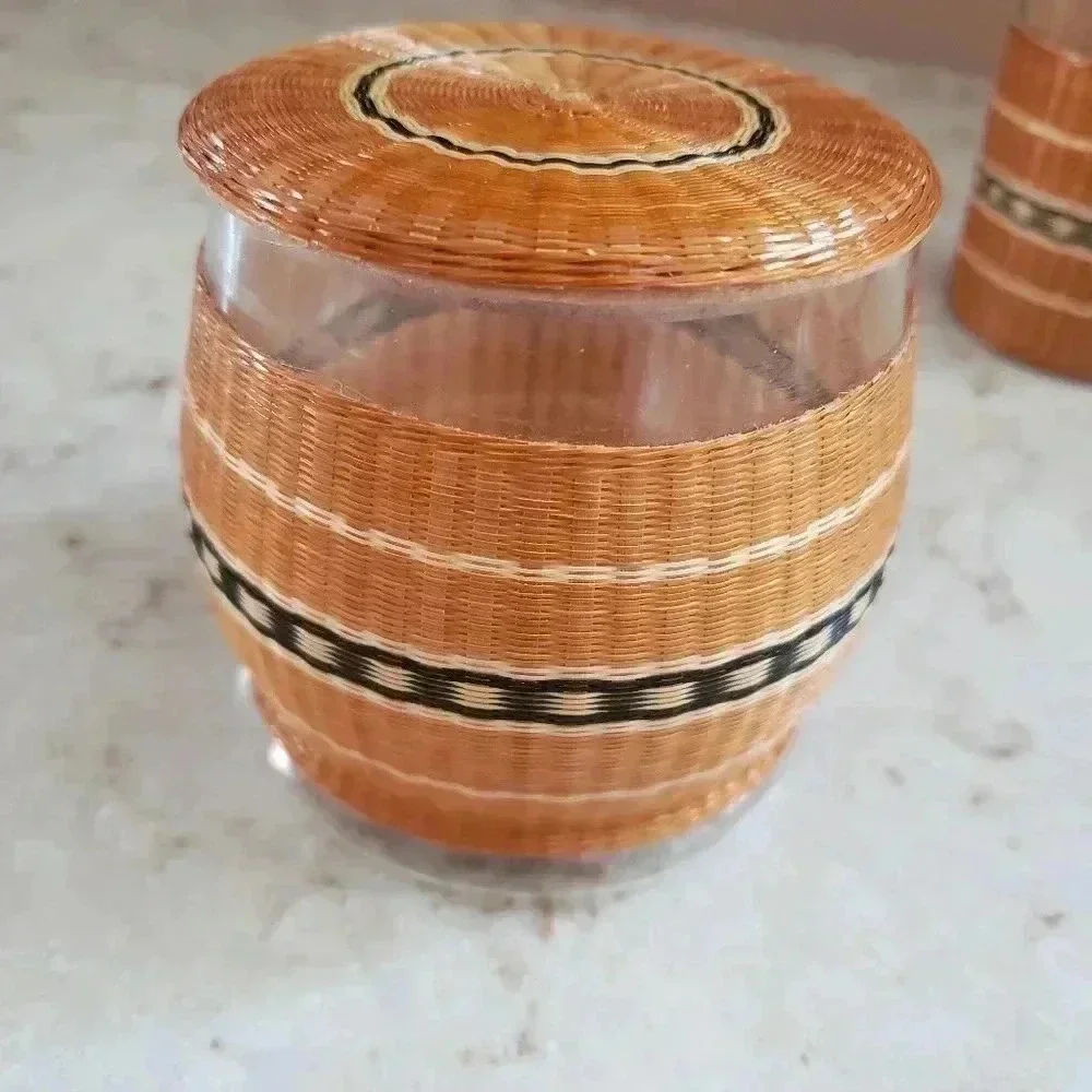 Vintage Boho Woven Toothbrush Holder and Storage